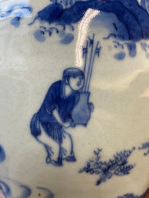 Een paar Chinese blauw-witte hexagonale vazen, Transitie periode — foto 12