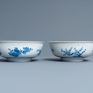 Een paar Chinese blauw-witte kommen met onsterfelijken, Kangxi — foto 5