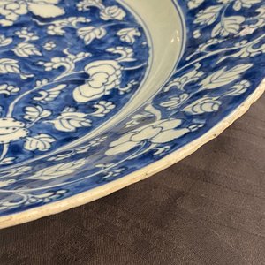 Een paar Chinese blauw-witte schotels met floraal decor, Kangxi — foto 11