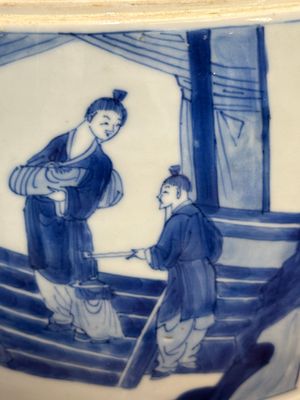 Een paar Chinese blauw-witte trommelvormige dekselpotten, Jiajing merk, Kangxi — foto 19