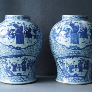 Een paar Chinese blauw-witte vazen, Chenghua merk, 19e eeuw — foto 7