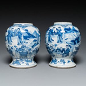 Een paar Chinese blauw-witte vazen, Kangxi — foto 2
