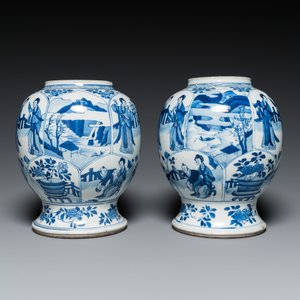 Een paar Chinese blauw-witte vazen, Kangxi — foto 3