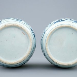 Een paar Chinese blauw-witte vazen met boeddhistische leeuwen, Ming, Wanli, 1573-1619 — foto 2