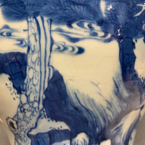Een paar Chinese blauw-witte vazen met herten en kraanvogels, Kangxi — foto 17