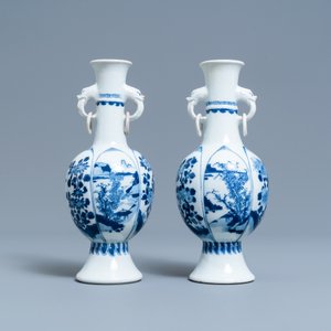 Een paar Chinese blauw-witte vazen met olifantenoren, Kangxi — foto 3