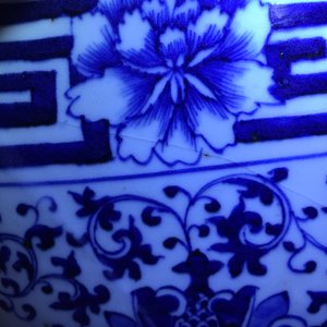 Een paar Chinese blauw-witte viskommen met lotusslingers, 19e eeuw — foto 12