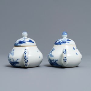 Een paar Chinese blauwwitte 'Bleu de Hue' theepotten voor de Vietnamese markt, 19e eeuw — foto 5
