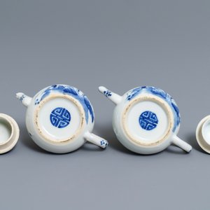 Een paar Chinese blauwwitte 'Bleu de Hue' theepotten voor de Vietnamese markt, 19e eeuw — foto 7