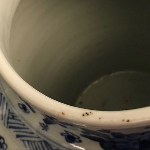 Een paar Chinese blauwwitte dekselvazen met floraal decor, Kangxi — foto 11