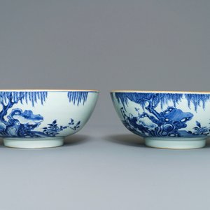 Een paar Chinese blauwwitte kommen, Yongzheng/Qianlong — foto 5