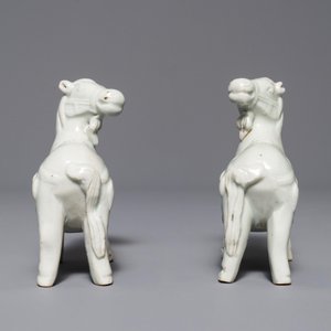 Een paar Chinese blauwwitte modellen van paarden, Qianlong — foto 4