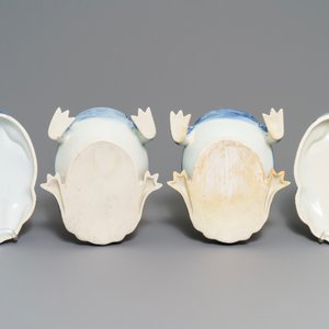 Een paar Chinese blauwwitte terrines in de vorm van kikkers, 20e eeuw — foto 7
