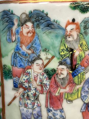 Een paar Chinese Canton famille rose 'Verhaal van de Wateroever 水滸傳' vazen, 19e eeuw — foto 11