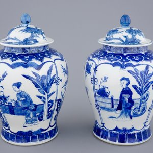 Een paar Chinese dekselvazen met lange Lijzen, 19e eeuw — foto 7