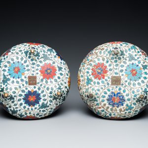 Een paar Chinese driepotige cloisonné wierookbranders, Fang Ming merk, Qing — foto 7