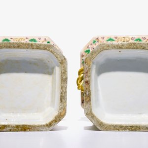 Een paar Chinese famille rose bloempotten met gedraaide oren en reliëfdecor van eekhoorns, Qianlong — foto 6
