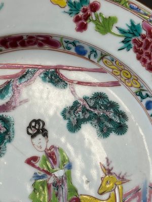Een paar Chinese famille rose borden met Magu, Yongzheng — foto 14