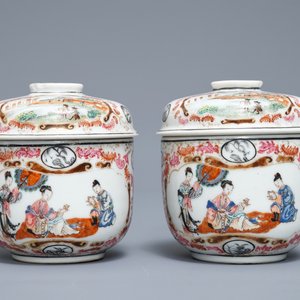 Een paar Chinese famille rose dekselpotten, Yongzheng/Qianlong — foto 3