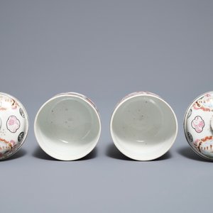 Een paar Chinese famille rose dekselpotten, Yongzheng/Qianlong — foto 5