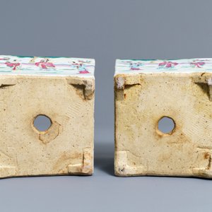 Een paar Chinese famille rose jardinières en een paar celadon kommen, 19e eeuw — foto 14
