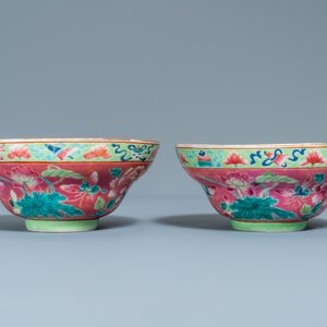 Een paar Chinese famille rose kommen voor de Straits of Peranakan markt, 19e eeuw — foto 4