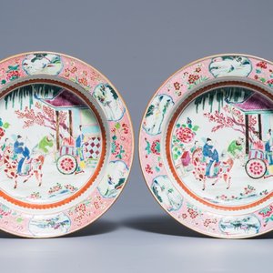 Een paar Chinese famille rose 'Romance of the Western chamber' bassins, Yongzheng — foto 1