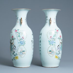 Een paar Chinese famille rose vazen, 19/20e eeuw — foto 4