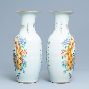 Een paar Chinese famille rose vazen, 19/20e eeuw — foto 2