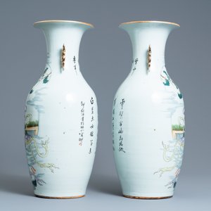 Een paar Chinese famille rose vazen, 19/20e eeuw — foto 4