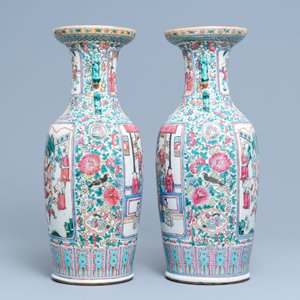Een paar Chinese famille rose vazen, 19e eeuw — foto 2