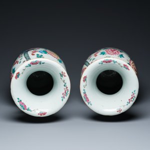 Een paar Chinese famille rose vazen met feniksen en fazanten, 19e eeuw — foto 5