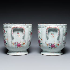 Een paar Chinese famille rose wijnkoelers, Qianlong — foto 3