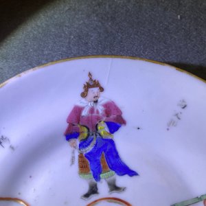 Een paar Chinese famille rose 'Wu Shuang Pu' koppen en schotels, 19e eeuw — foto 19
