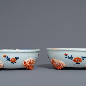 Een paar Chinese famille verte bassins, Kangxi — foto 5
