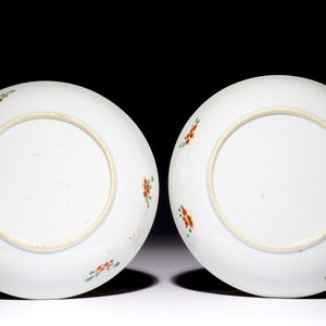 Een paar Chinese famille verte borden, Kangxi — foto 2