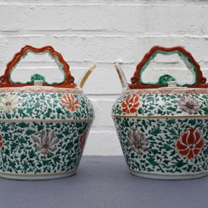Een paar Chinese famille verte lijmpotten voor de Vietnamese markt, Kangxi — foto 12