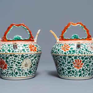 Een paar Chinese famille verte lijmpotten voor de Vietnamese markt, Kangxi — foto 2