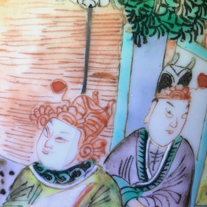 Een paar Chinese famille verte rouleau vazen, 19e eeuw — foto 10