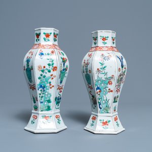 Een paar Chinese famille verte vazen, Kangxi — foto 3