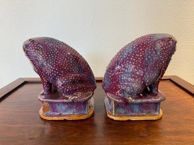 Een paar Chinese flambé-geglazuurde padden, 19e eeuw — foto 2