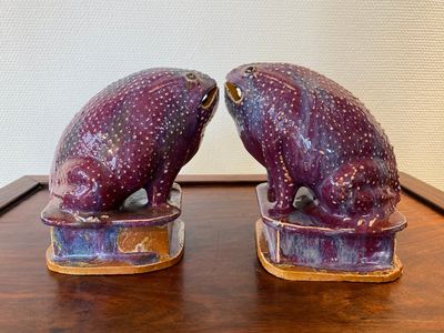 Een paar Chinese flambé-geglazuurde padden, 19e eeuw — foto 4