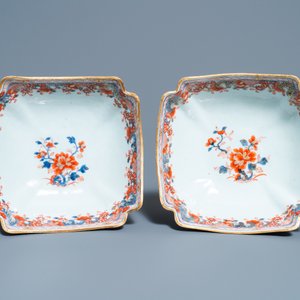 Een paar Chinese Imari-stijl kommen, Qianlong — foto 6