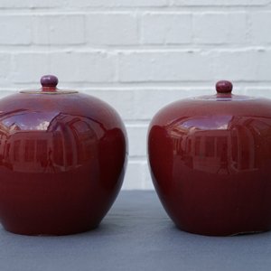 Een paar Chinese monochrome sang de boeuf dekselpotten, 19e eeuw — foto 19