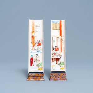 Een paar Chinese polychrome gesculpteerde polssteunen in presentatiedoos, Republiek — foto 2