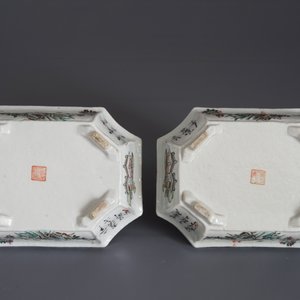 Een paar Chinese qianjiang cai jardinières, 19/20e eeuw — foto 35