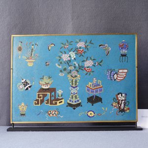 Een paar Chinese rechthoekige cloisonné plaquettes, Qianlong/Jiaqing — foto 10
