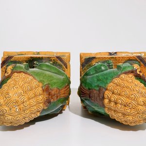 Een paar Chinese sancai geglazuurde tempelleeuwen in Ming-stijl, 20e eeuw — foto 5