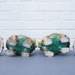 Een paar Chinese sancai wierookbranders in de vorm van Boeddhistische leeuwen, 20e eeuw — foto 11