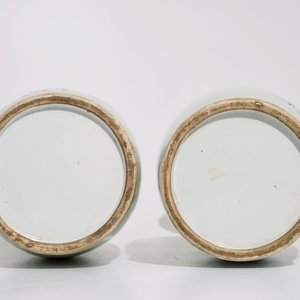 Een paar Chinese vazen met blauw-wit decor op celadon fond, 19e eeuw — foto 5